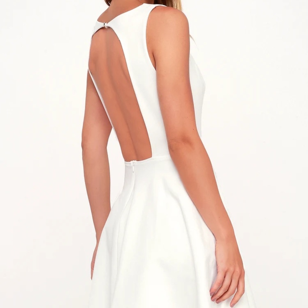 Lulu's White Skater Backless Dress Size Small